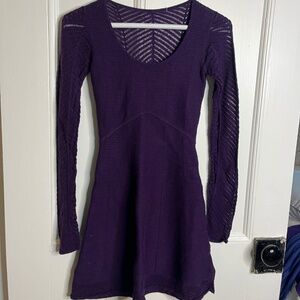 Purple long-sleeve knit dress